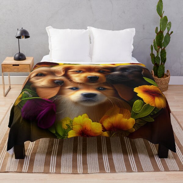Item preview, Cachorros lindos felices y flores con amor por Brandon Cable designed and sold by BrandonArtWorld.
