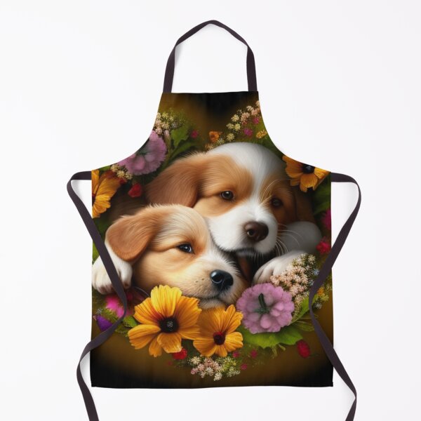 Artikelvorschau, Glückliche süße Welpen und Blumen mit Liebe von Brandon Cable entworfen und verkauft von BrandonArtWorld.