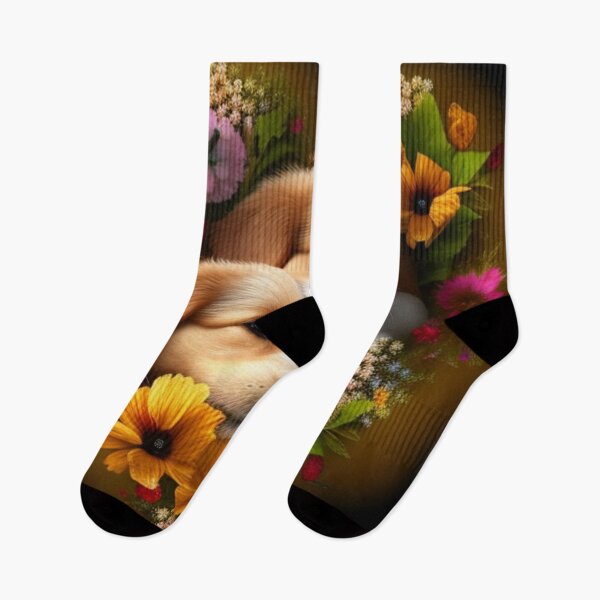 Artikelvorschau, Glückliche süße Welpen und Blumen mit Liebe von Brandon Cable entworfen und verkauft von BrandonArtWorld.