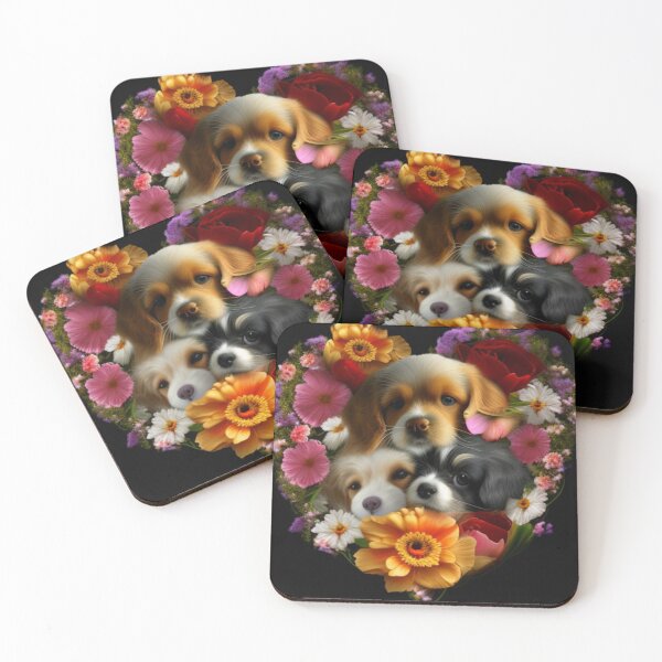 Item preview,  Happy Cute Puppies and Flowers with Love By Brandon Cable designed and sold by BrandonArtWorld.