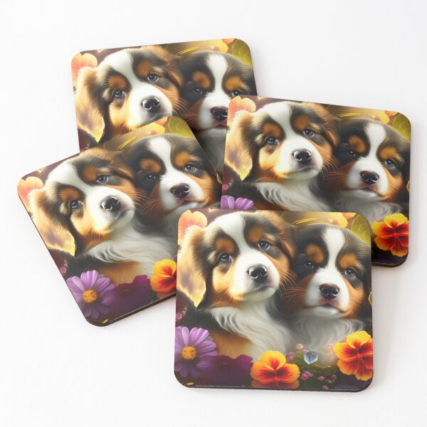 Item preview,  Happy Cute Puppies and Flowers with Love By Brandon Cable designed and sold by BrandonArtWorld.
