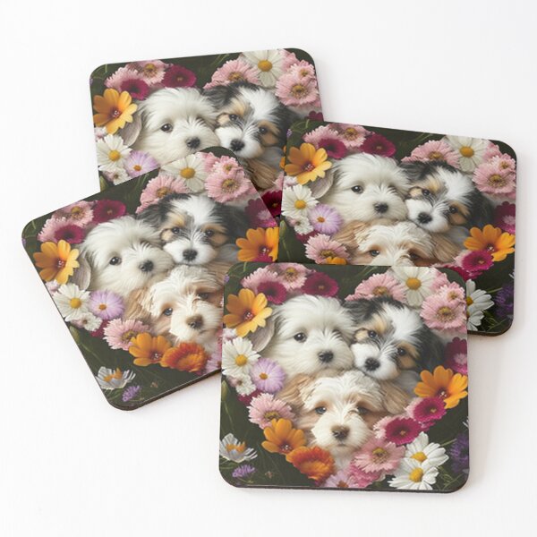 Item preview,  Happy Cute Puppies and Flowers with Love By Brandon Cable designed and sold by BrandonArtWorld.