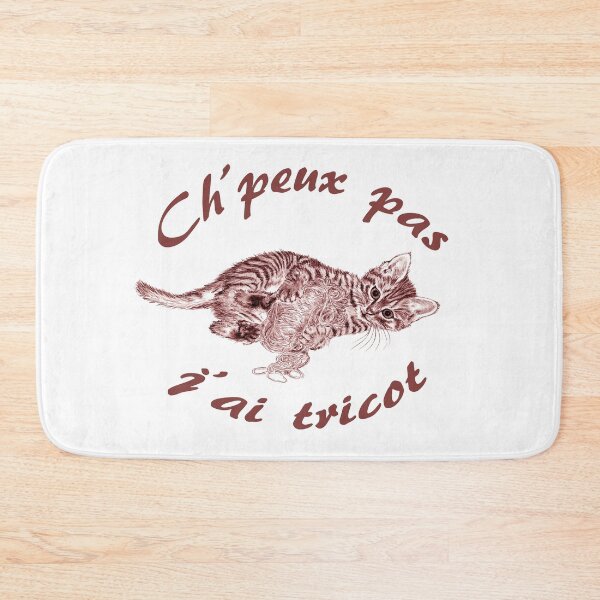 Item preview, Chaton à la pelota - colorized brown-red version, text in French designed and sold by SylvieG18.