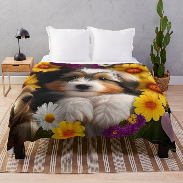 Item preview, Cachorros lindos felices y flores con amor por Brandon Cable designed and sold by BrandonArtWorld.