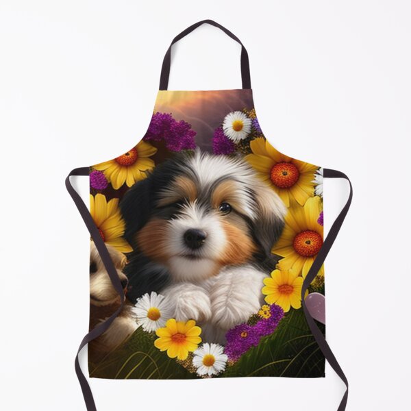Artikelvorschau, Glückliche süße Welpen und Blumen mit Liebe von Brandon Cable entworfen und verkauft von BrandonArtWorld.