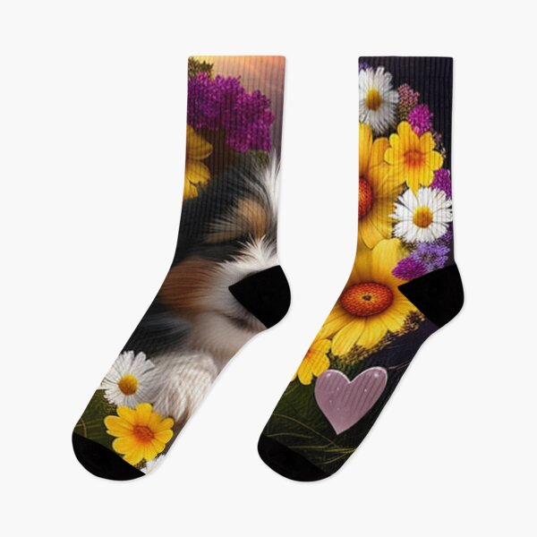 Artikelvorschau, Glückliche süße Welpen und Blumen mit Liebe von Brandon Cable entworfen und verkauft von BrandonArtWorld.