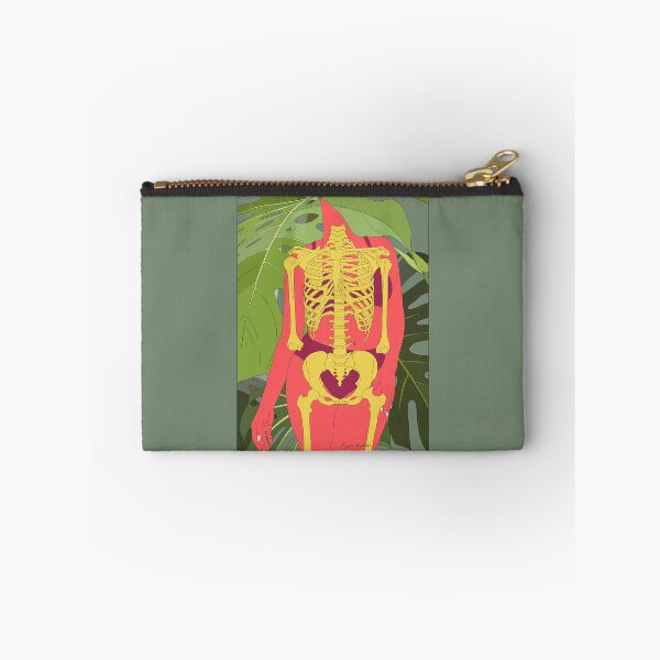 Item preview, Bikini skeleton artwork with cheese plant leaf background  designed and sold by GorillaBark.
