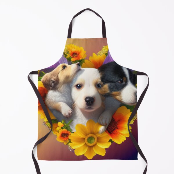 Artikelvorschau, Glückliche süße Welpen und Blumen mit Liebe von Brandon Cable entworfen und verkauft von BrandonArtWorld.