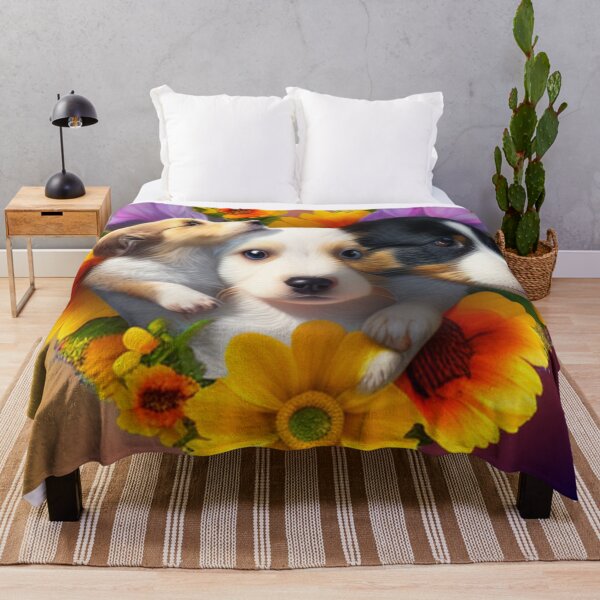 Item preview, Cachorros lindos felices y flores con amor por Brandon Cable designed and sold by BrandonArtWorld.
