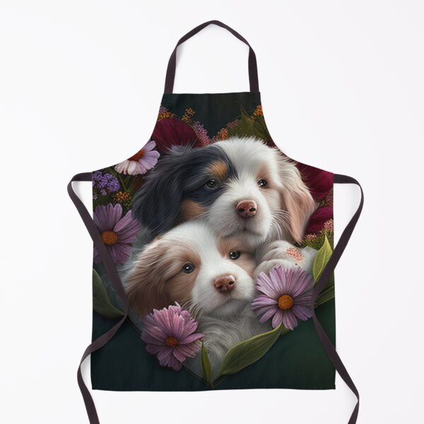 Artikelvorschau, Glückliche süße Welpen und Blumen mit Liebe von Brandon Cable entworfen und verkauft von BrandonArtWorld.