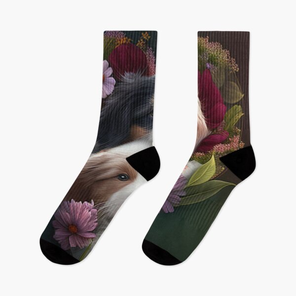 Artikelvorschau, Glückliche süße Welpen und Blumen mit Liebe von Brandon Cable entworfen und verkauft von BrandonArtWorld.