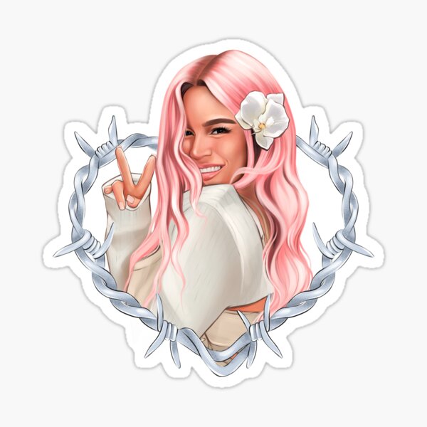 "Karol G with Pink Hair in Heart" Sticker for Sale by OmoYolo Redbubble