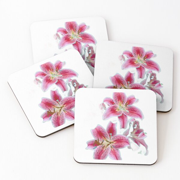 Item preview, ABSTRACTED  RED-WHITE-PINK LILY FLOWERS GARDEN ART designed and sold by sharlesart.