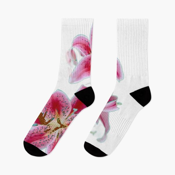 Item preview, ABSTRACTED  RED-WHITE-PINK LILY FLOWERS GARDEN ART designed and sold by sharlesart.