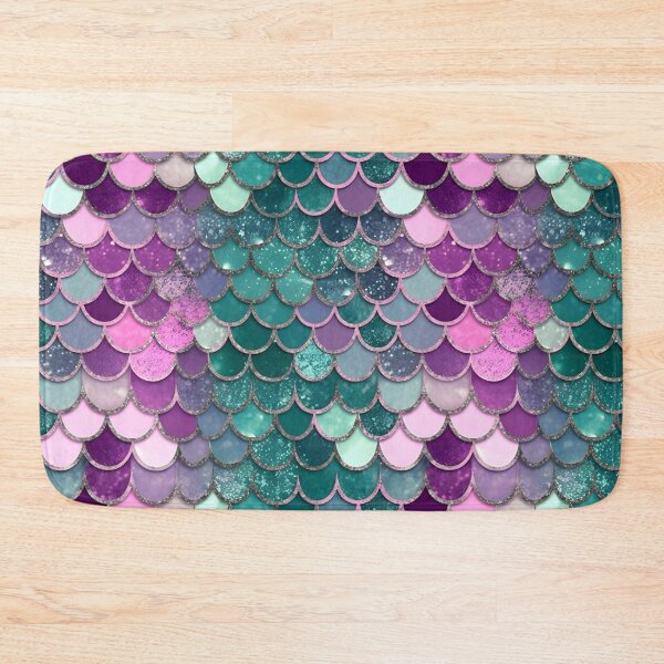 Item preview, Mermaid Glitter Scales - Rainbow Colored Gold Glitter Shower Curtain designed and sold by Kentala.