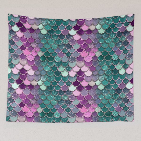 Item preview, Mermaid Glitter Scales - Rainbow Colored Gold Glitter Shower Curtain designed and sold by Kentala.