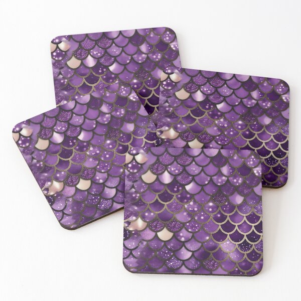 Item preview, Mermaid Glitter Scales - Purple gold, Faux Glitter Shower Curtain designed and sold by Kentala.