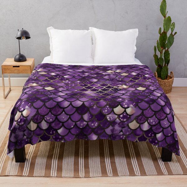 Item preview, Mermaid Glitter Scales - Purple gold, Faux Glitter Shower Curtain designed and sold by Kentala.