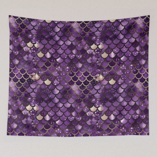 Item preview, Mermaid Glitter Scales - Purple gold, Faux Glitter Shower Curtain designed and sold by Kentala.