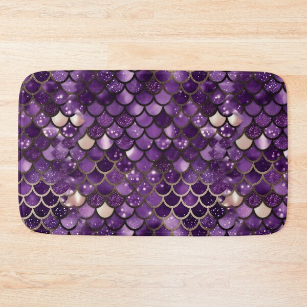 Item preview, Mermaid Glitter Scales - Purple gold, Faux Glitter Shower Curtain designed and sold by Kentala.