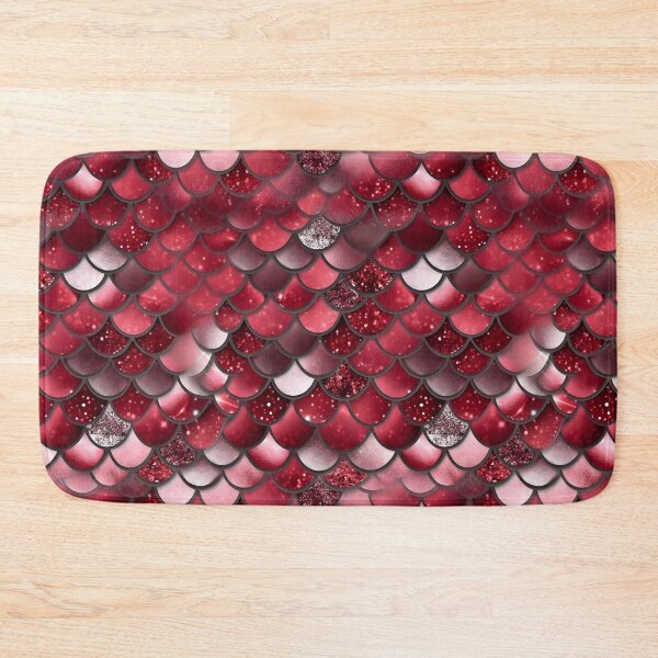 Item preview, Mermaid Glitter Scales - Red Gold, Faux Glitter Shower Curtain designed and sold by Kentala.