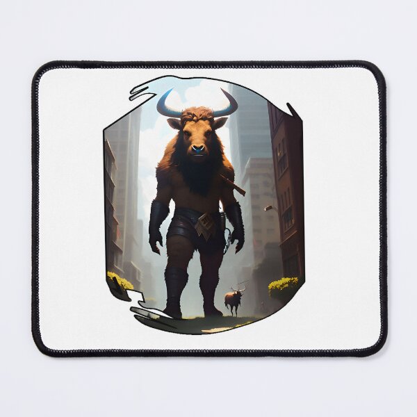 Item preview, Stunning Image of a Massive Minotaur Looming Over the City designed and sold by digitalartpro.