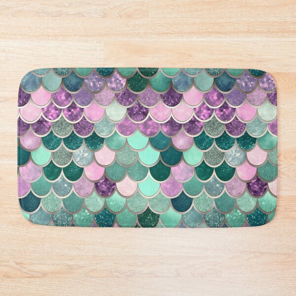 Item preview, Mermaid glitter scales - rainbow gold glitter shower curtain designed and sold by Kentala.
