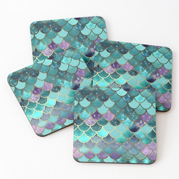 Item preview, Mermaid Glitter Scales - Turquoise gold glitter shower curtain designed and sold by Kentala.