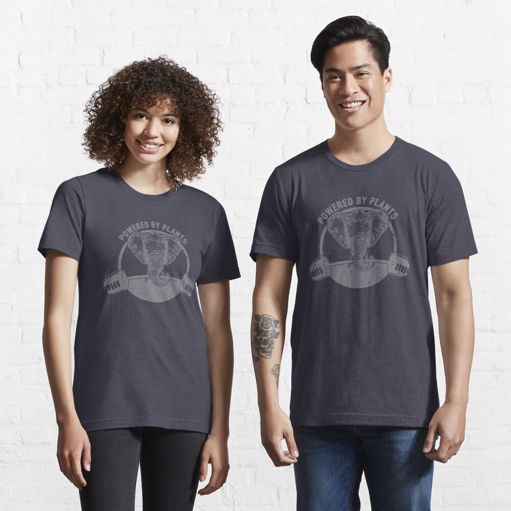 T-shirt essentiel « Alimenté par des plantes végétaliennes éléphant - cadeau de citation drôle végétalien»