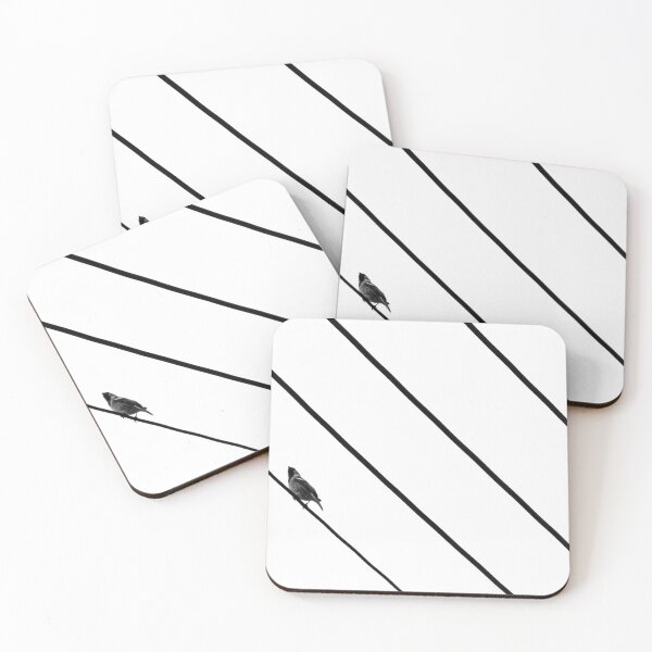 Item preview, Bird on cables forming a music sheet staff, high contrast b&w photo minimalist designed and sold by nachodramis.