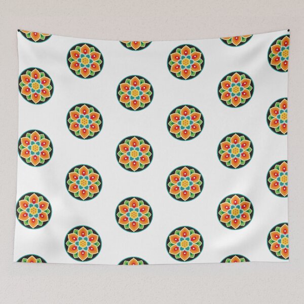 Item preview, Orange and light green Dancheong pattern [korean traditional] designed and sold by haje-shop.