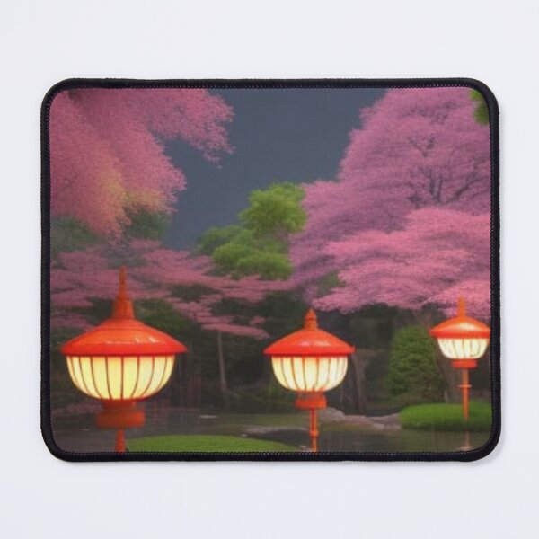 Item preview, Cherry Blossoms and Japanese Garden with Japanese Lanterns Digital Art designed and sold by UmamibyKristi.