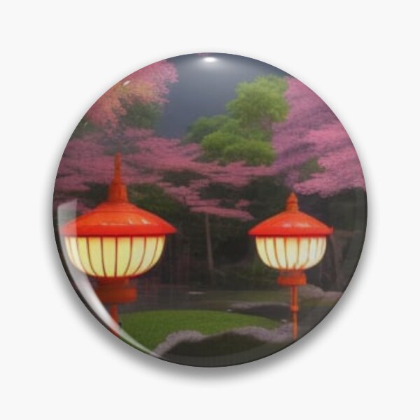 Item preview, Cherry Blossoms and Japanese Garden with Japanese Lanterns Digital Art designed and sold by UmamibyKristi.