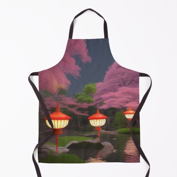 Item preview, Cherry Blossoms and Japanese Garden with Japanese Lanterns Digital Art designed and sold by UmamibyKristi.