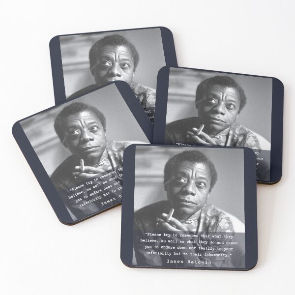Item preview, Portrait of James Baldwin smoking and quote: Please try to remember that what they believe.... designed and sold by artbleed.