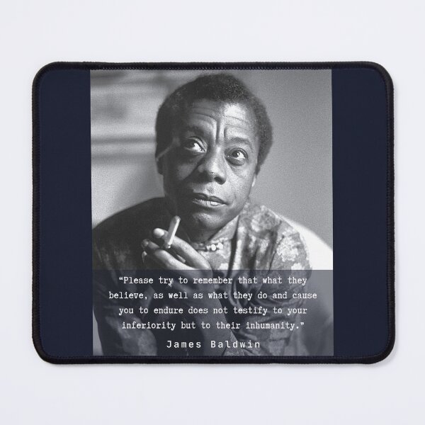 Item preview, Portrait of James Baldwin smoking and quote: Please try to remember that what they believe.... designed and sold by artbleed.