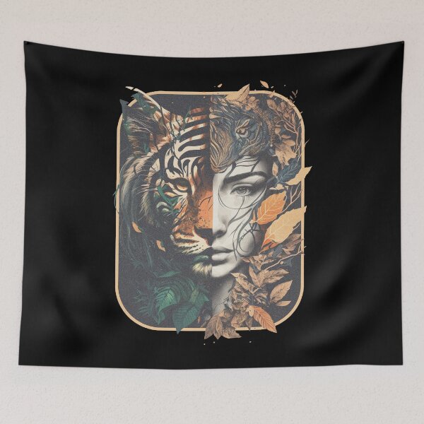 Item preview, Tiger women. Asiatic tiger illustration half animal, half human. designed and sold by paulo silveira.