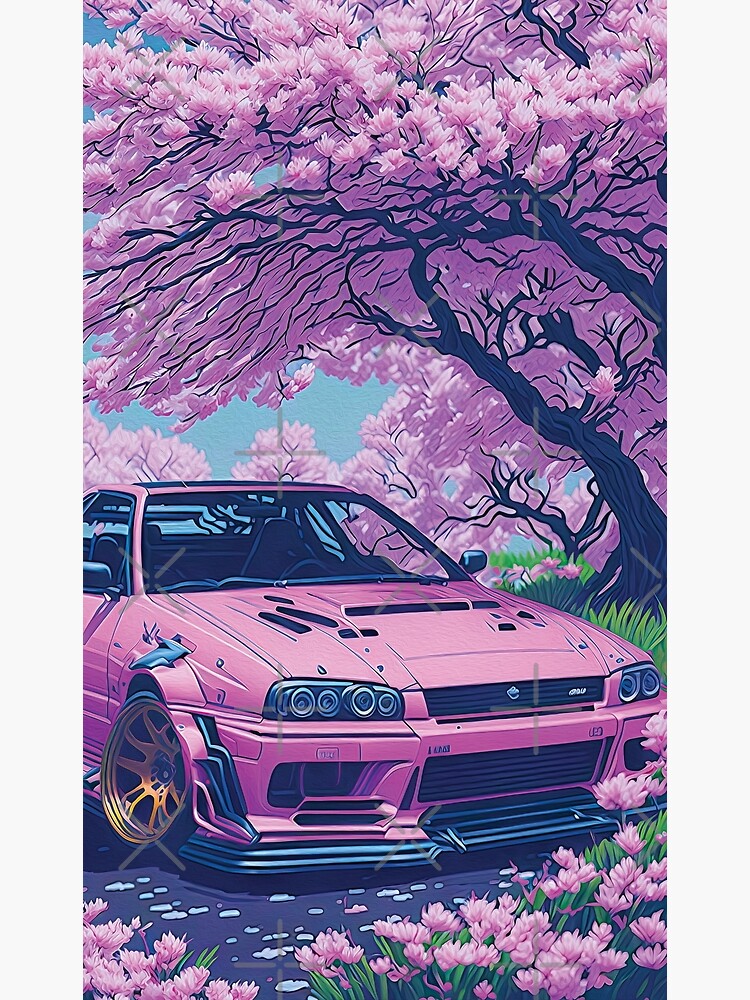 Discover Blissful JDM Nissan Skyline Sakura Dream Premium Matte Vertical Poster