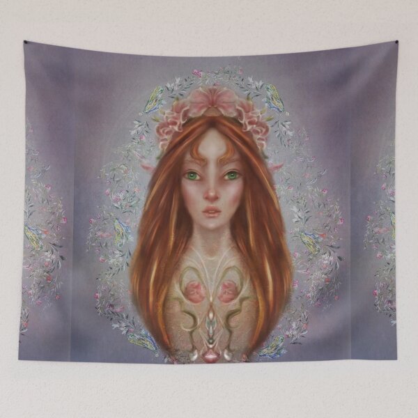 Item preview, Persephone wildflower painting royalcore spring fairy Beltane  designed and sold by Monica Laipple.