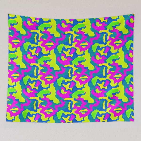 Artikelvorschau, Rosa, gelbes, grünes und blaues Camo-inspiriertes Muster entworfen und verkauft von Miscelenious.