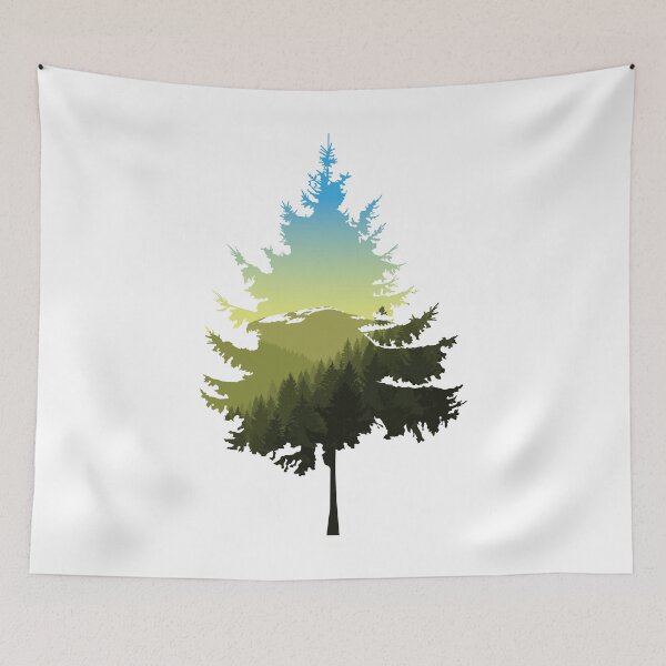 Item preview, Double Exposure Of Coniferous Tree And Mountain Landscape designed and sold by Iryna-Design.
