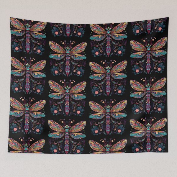 Item preview, Introducing our Colorful Floral Dragonfly Print Collection for Apparel and Homeware designed and sold by ThePurpleMelon.