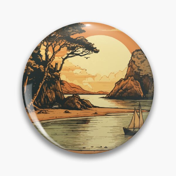 Item preview, An Inlet in Abel Tasman National Park at Sunset - Vintage New Zealand  designed and sold by GVRDesign.