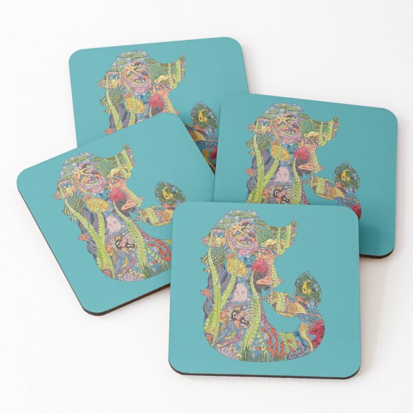 Item preview, Mermaid Ocean Sea Floral Silhouette designed and sold by Sproutopia-Art.