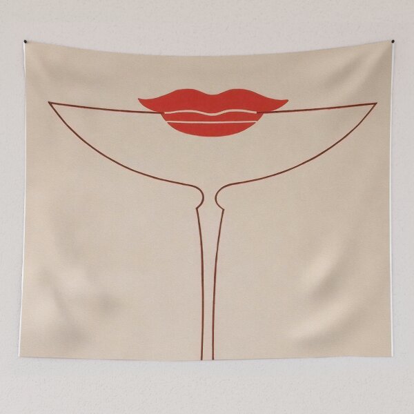 Item preview, Martini Glass and Red Lipstick, Vintage Minimalist Wall Art designed and sold by vintagevivian.