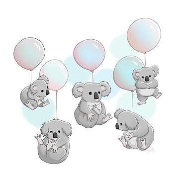 Artwork thumbnail, Koalas Found Some Balloons by RhondaLuluArt