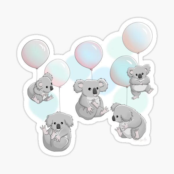 Koalas Found Some Balloons Sticker