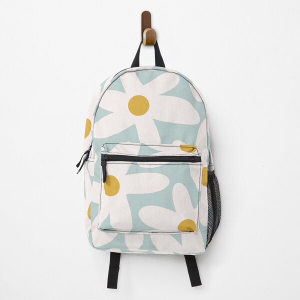 Item preview, Daisy Time Cute Retro Floral Pattern in Pastel Ice Blue and Mustard Goldenrod designed and sold by kierkegaard.
