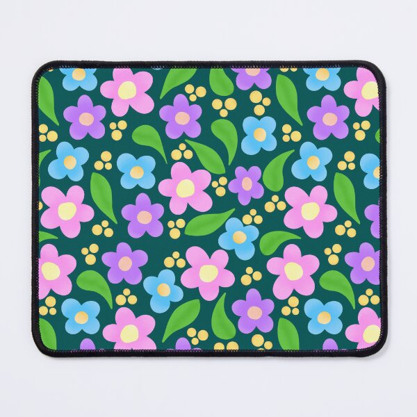 Item preview, Blue Purple and Pink Flower Pattern with Green Background designed and sold by KcmArts.