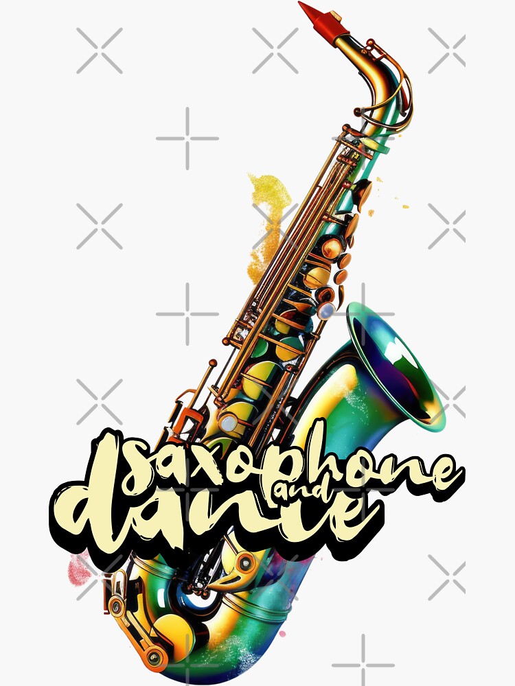 "saxophone and dance sax 'n' dance watercolor jazz" Sticker for Sale by